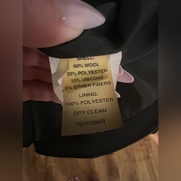 Tahari Wool Blend Black Full Length Front Zipper Ruffled Coat Jacket - Picture 7 of 8